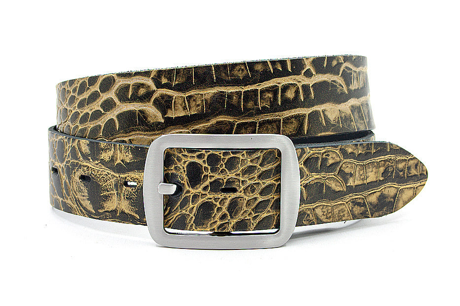 Dames ceintuur kroko goud/zwart