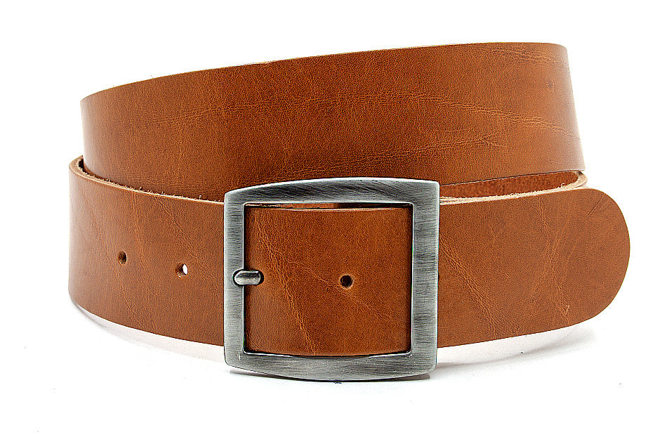 Stoere dames jeans riem cognac