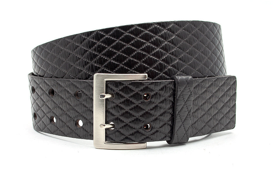 Damesceintuur zwart met dubbele doorn