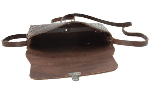 Zwarte crossbody tas met kroko print - klein model