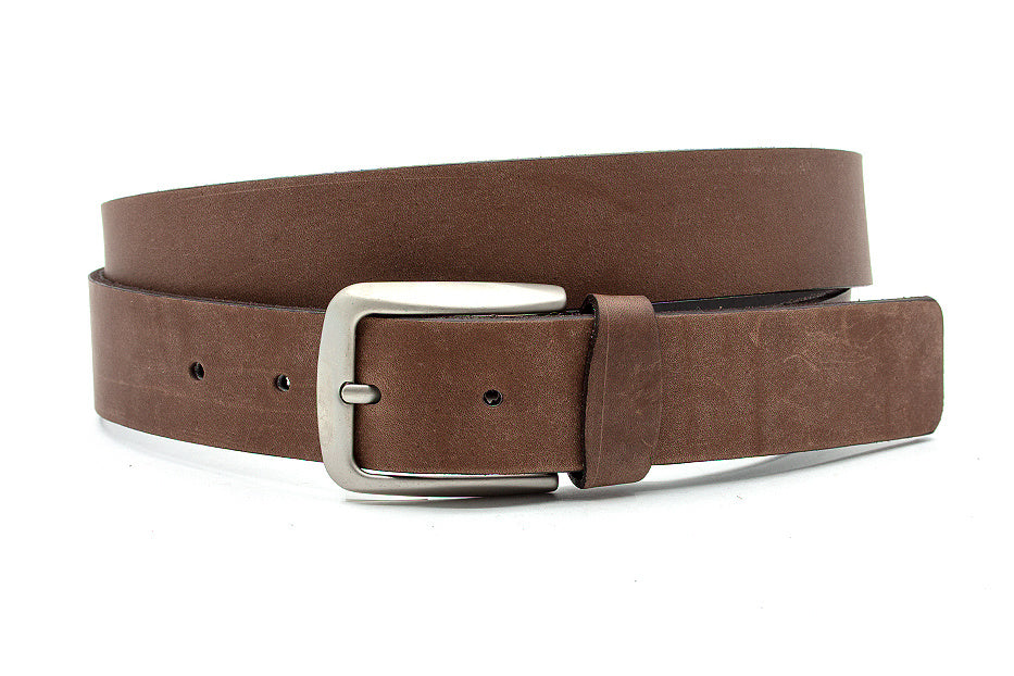 Heren-dames riem bruin nubuck leer