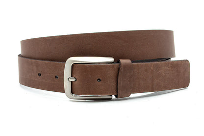 Heren-dames riem bruin nubuck leer