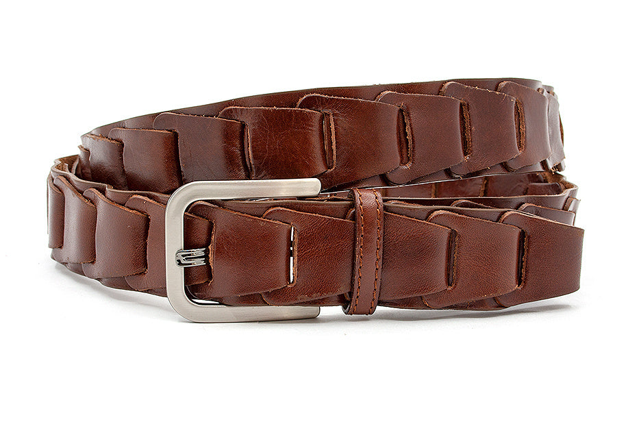 Heren fantasie vlechtriem middenbruin