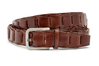 Heren fantasie vlechtriem middenbruin