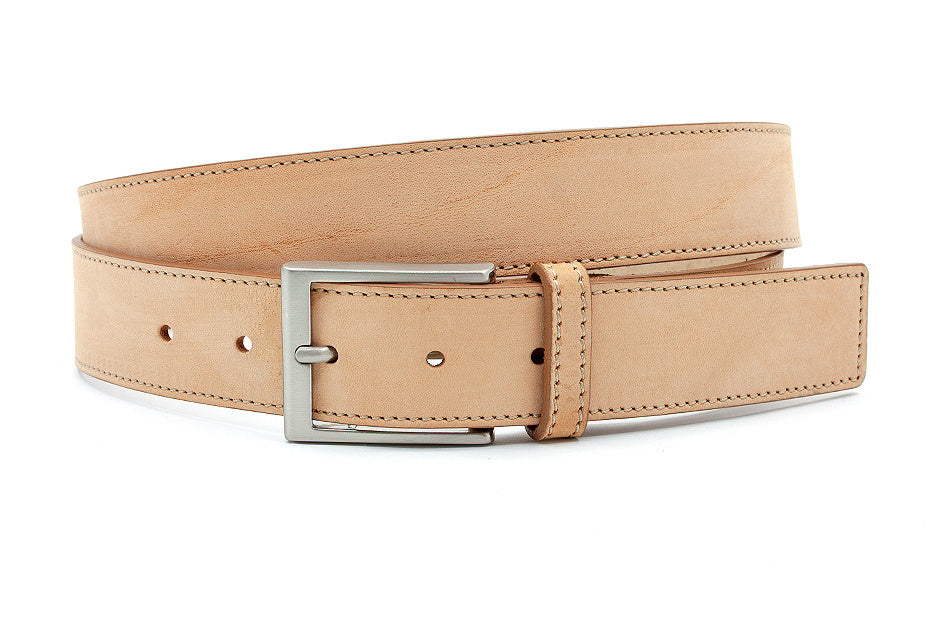 Leuke nubuck riem naturel