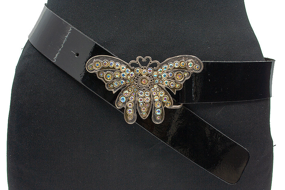 Dames riem zwart lak