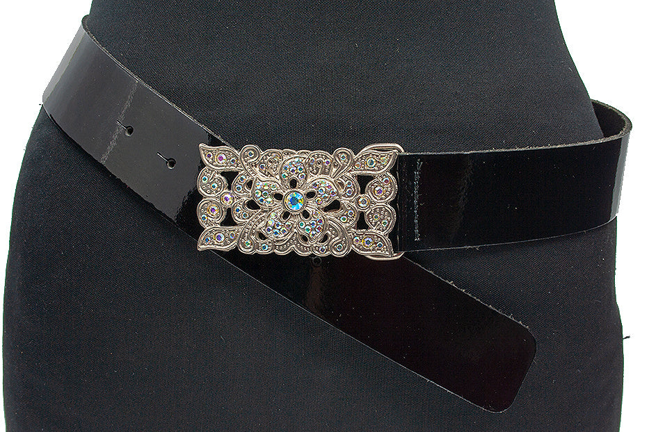 Zwarte lak dames riem