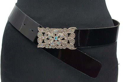 Zwarte lak dames riem