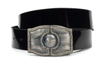 dames lak riem zwart leer 4 cm