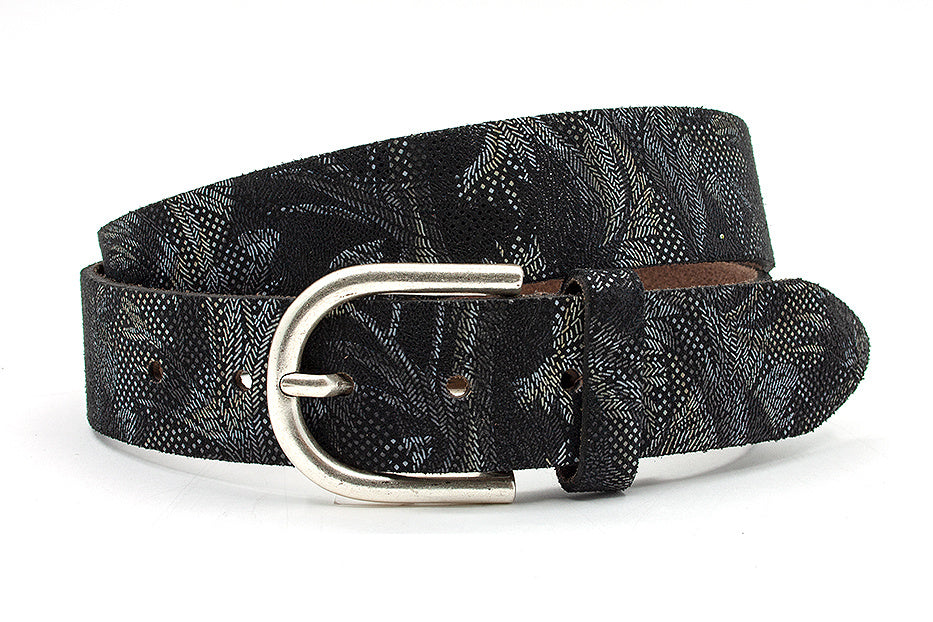 Dames riem zwart met fantasieprint