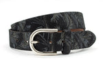 dames jeans riem zwart / grijs leer 4 cm
