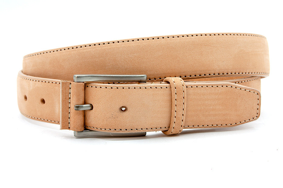 Naturel kleurige nubuck riem unisex