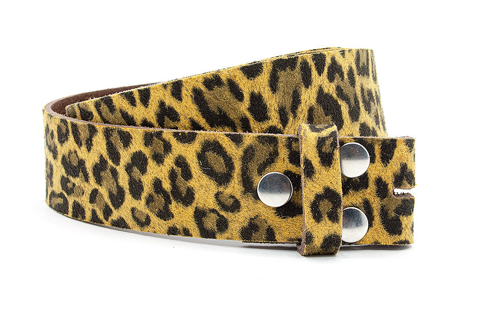 Dames riem zonder gesp leopard geel
