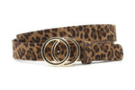 dames jeans riem zwart / bruin leer 3 cm