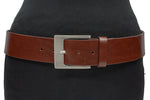 dames brede riem rood bruin leer 5 cm