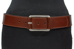 dames brede riem rood bruin leer 4.5 cm