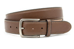 heren jeans riem donker taupe leer 4 cm