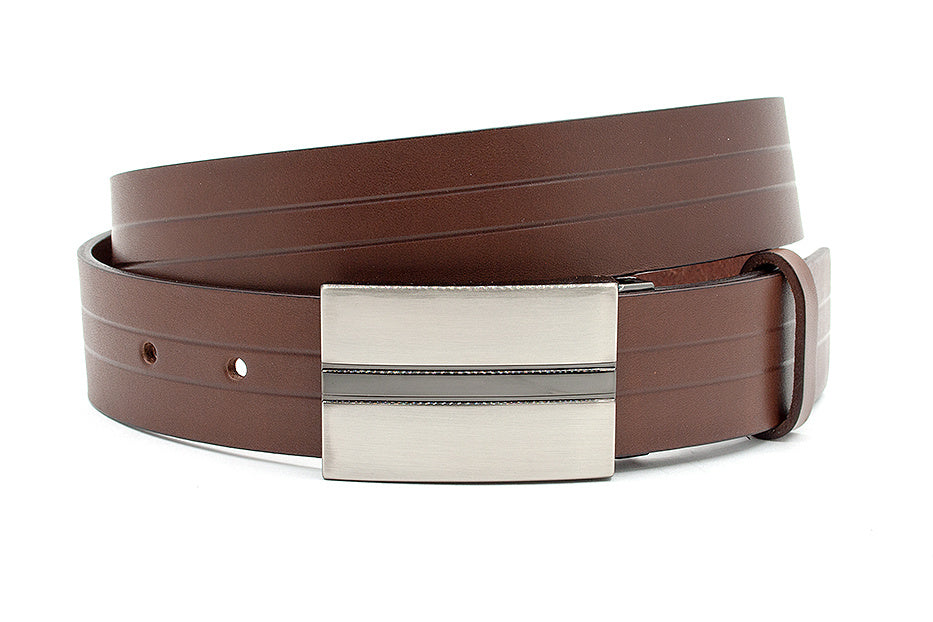 Bruine pantalon riem met sleuf