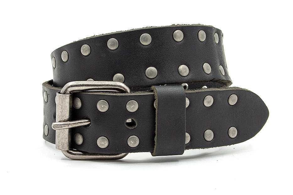 Leren kinderriem zwart met studs