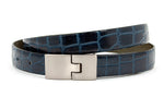 dames smalle riem blauw leer 2 cm
