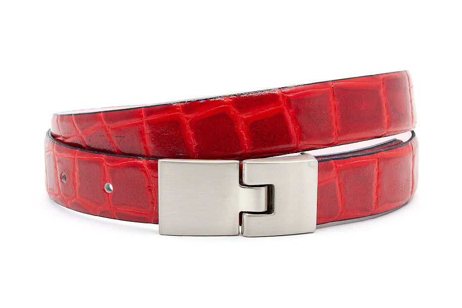 Dames riem kroko rood