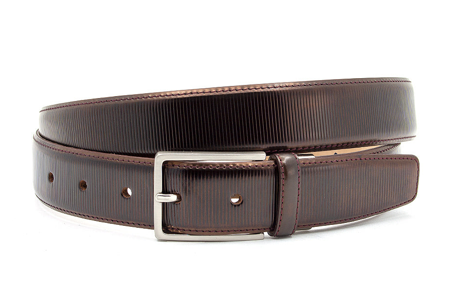 Nette brons  heren riem met zijdeglans