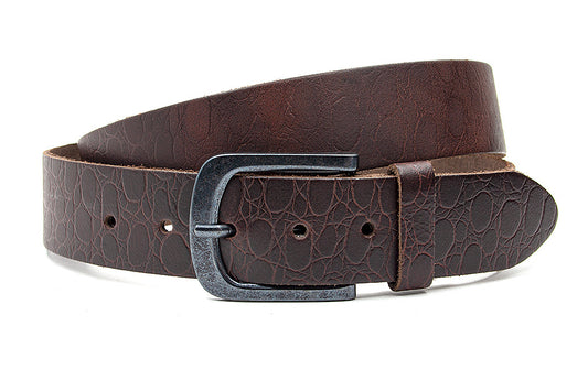 Dames jeans riem bruin met kringels