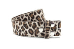 dames riem zonder gesp zwart / beige leer 4 cm