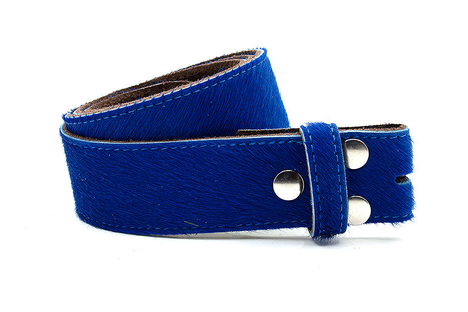 Dames riem zonder gesp kobalt harig