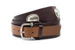 dames jeans riem bruin / cognac leer 5 cm