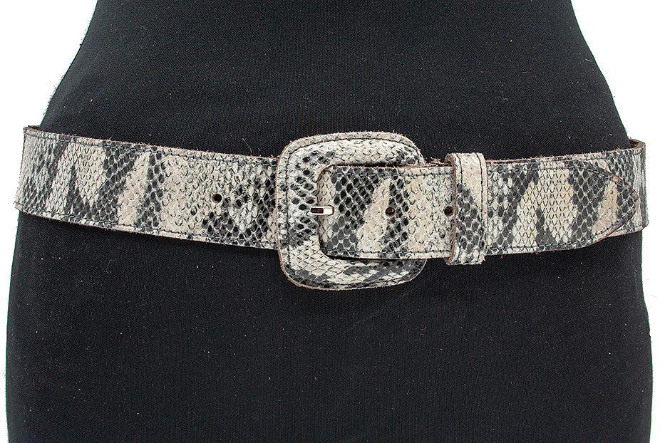 dames jeans riem wit/zwart leer 4 cm