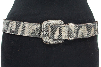 dames jeans riem wit/zwart leer 4 cm