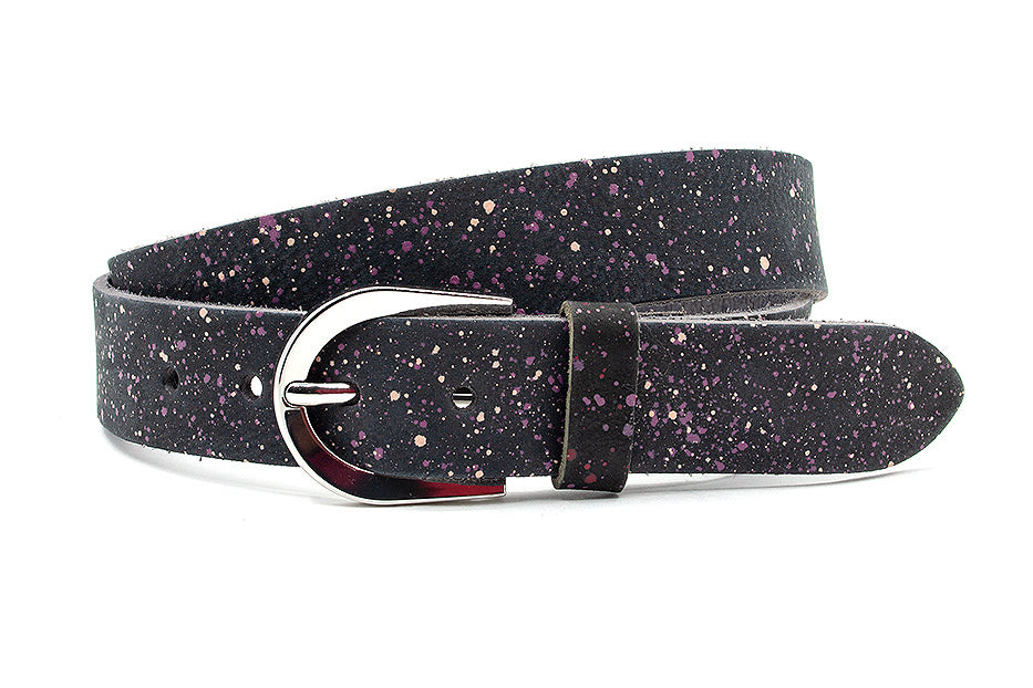 Damesceintuur zwart met spikkels