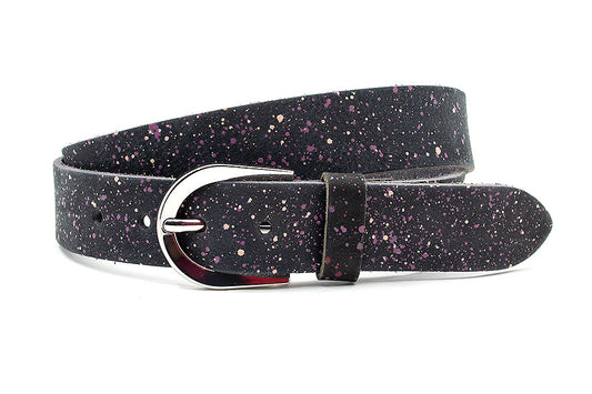 Damesceintuur zwart met spikkels