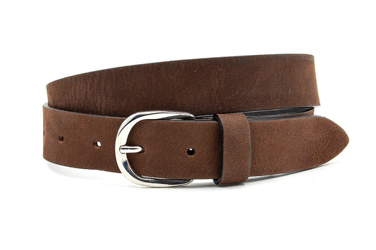Leren kinderriem bruin nubuck