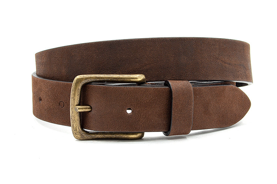 Leren kinder riem bruin nubuck