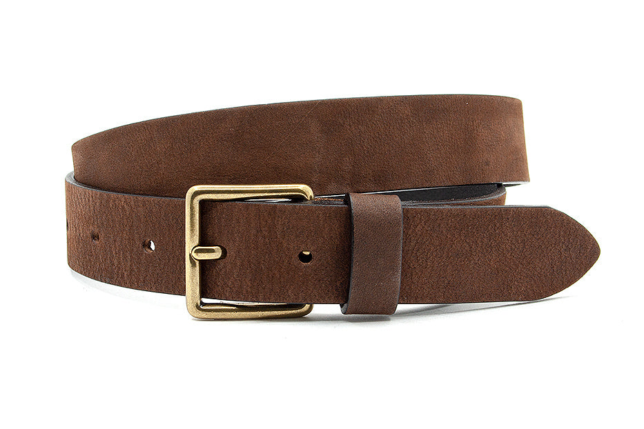 Leren kinderriem bruin nubuck