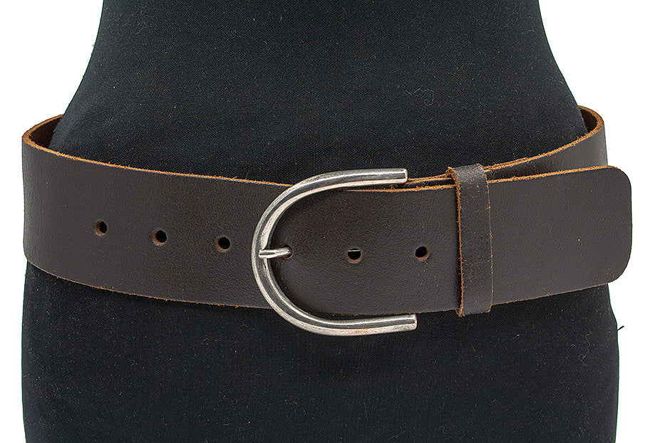 dames brede riem bruin leer 5.5 cm