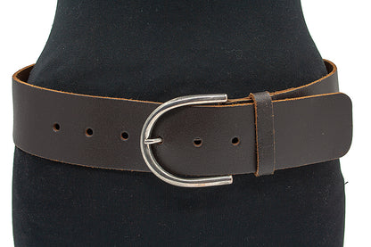 dames brede riem bruin leer 5.5 cm