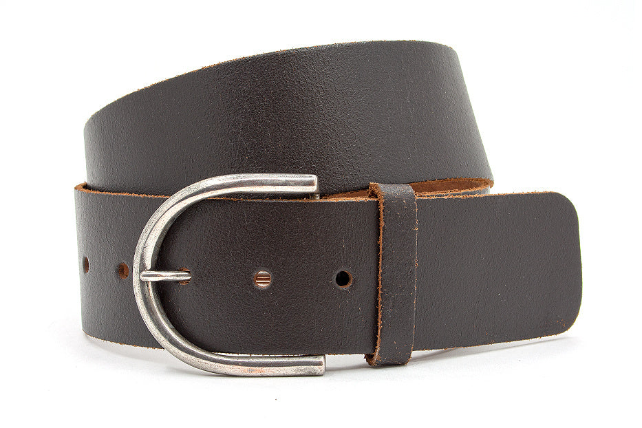 dames brede riem bruin leer 5.5 cm