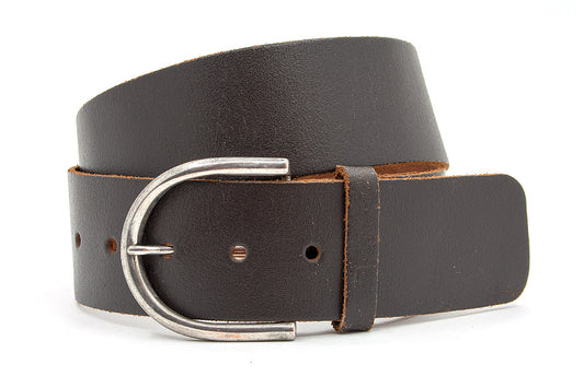 dames brede riem bruin leer 5.5 cm