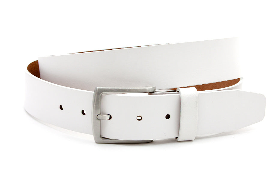 heren jeans riem wit leer 4 cm