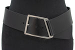 dames brede riem zwart leer 6 cm