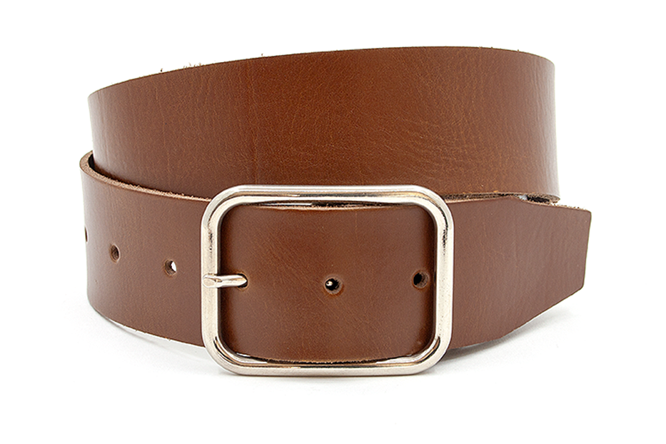 Brede lederen heupriem cognac
