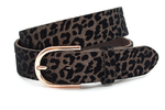 dames jeans riem zwart / rose goud leer 4 cm