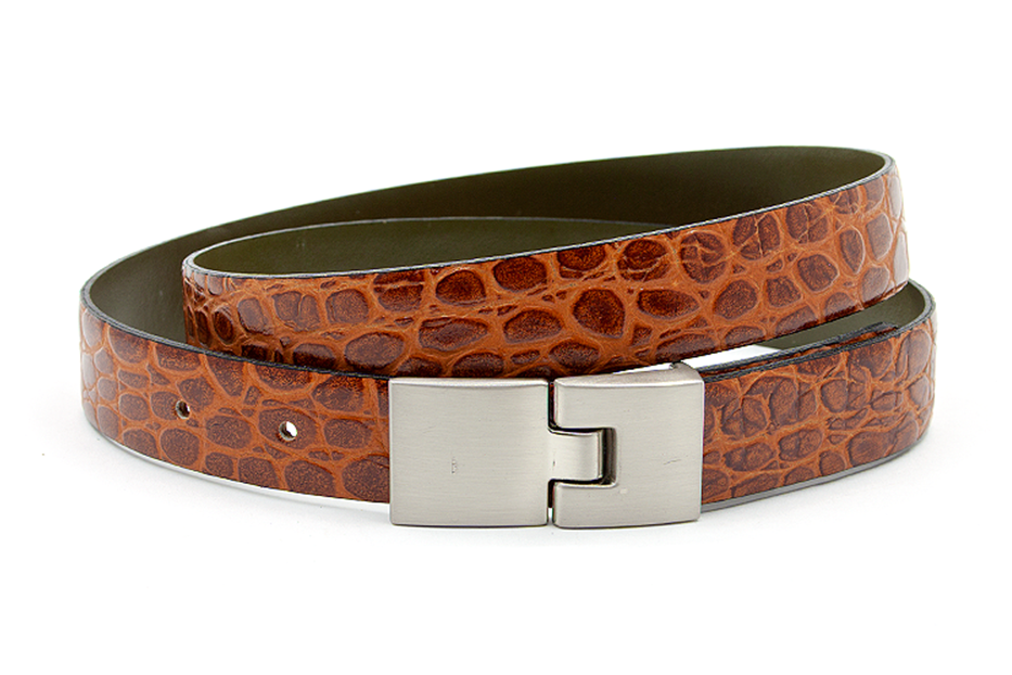 Dames riem kroko cognac