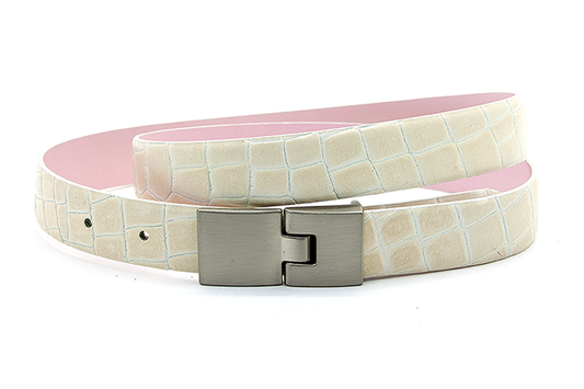Dames riem kroko beige