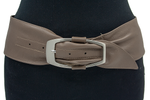 dames brede riem taupe nappa 8 cm