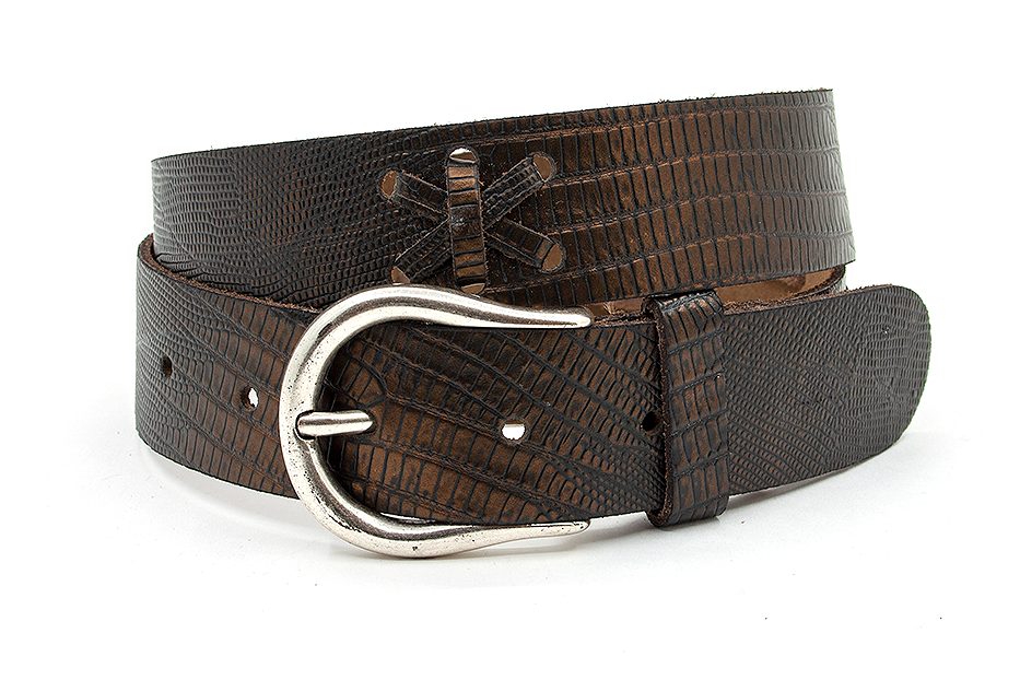 Stoere jeansriem brons