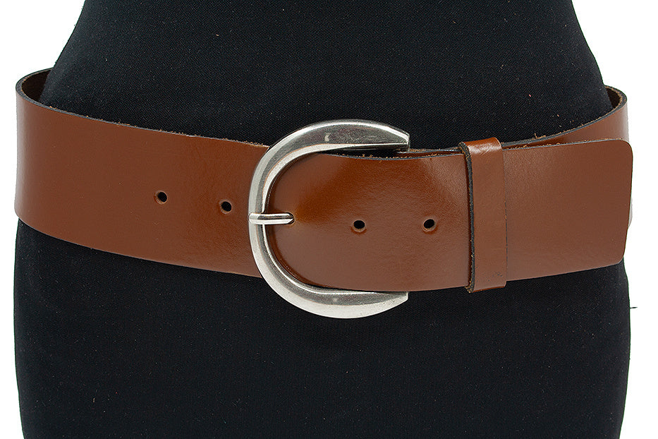 dames brede riem cognac leer 6 cm